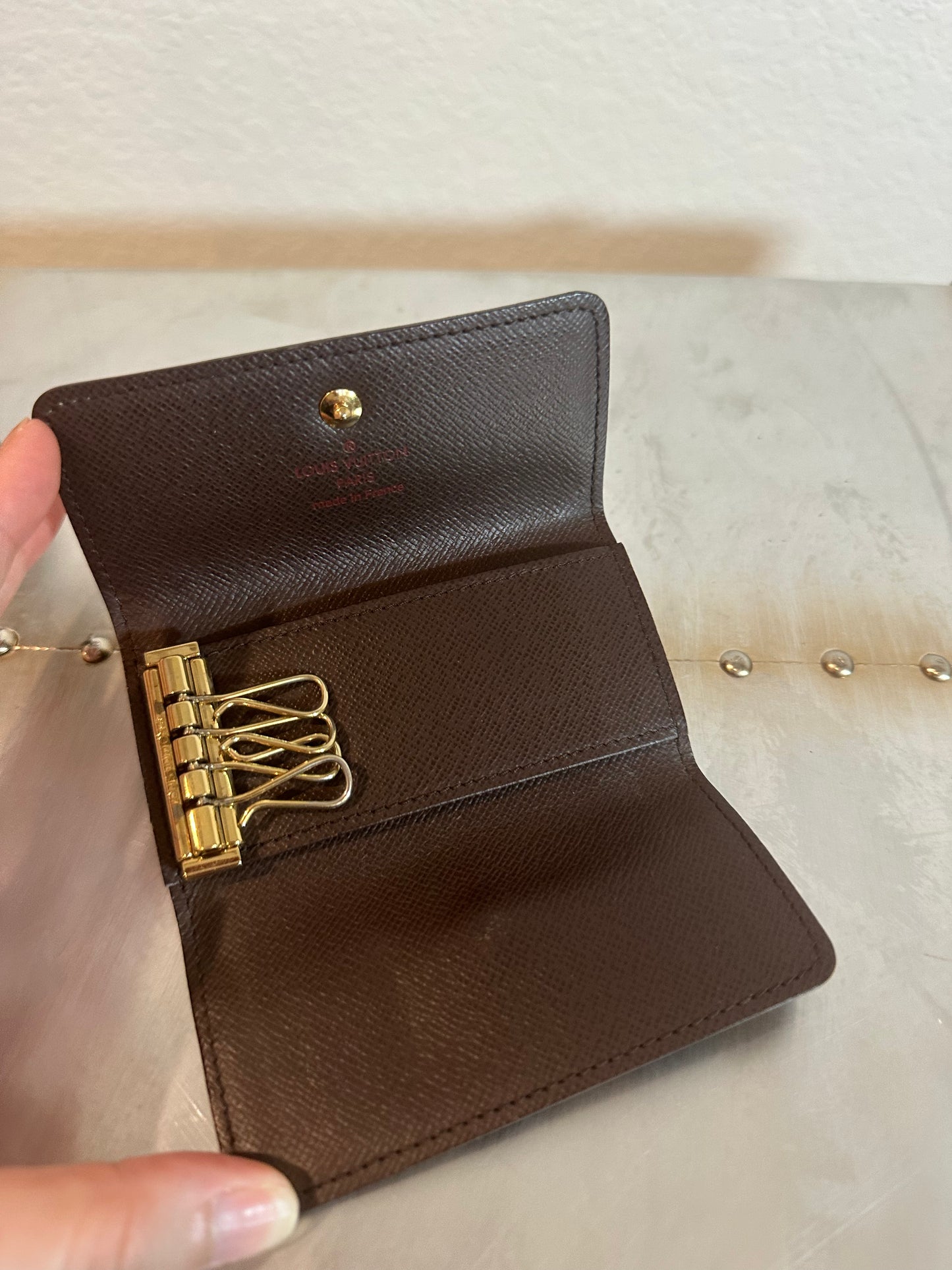 Pre-owned Authentic Louis Vuitton Damier Ebene 4 Key Holder