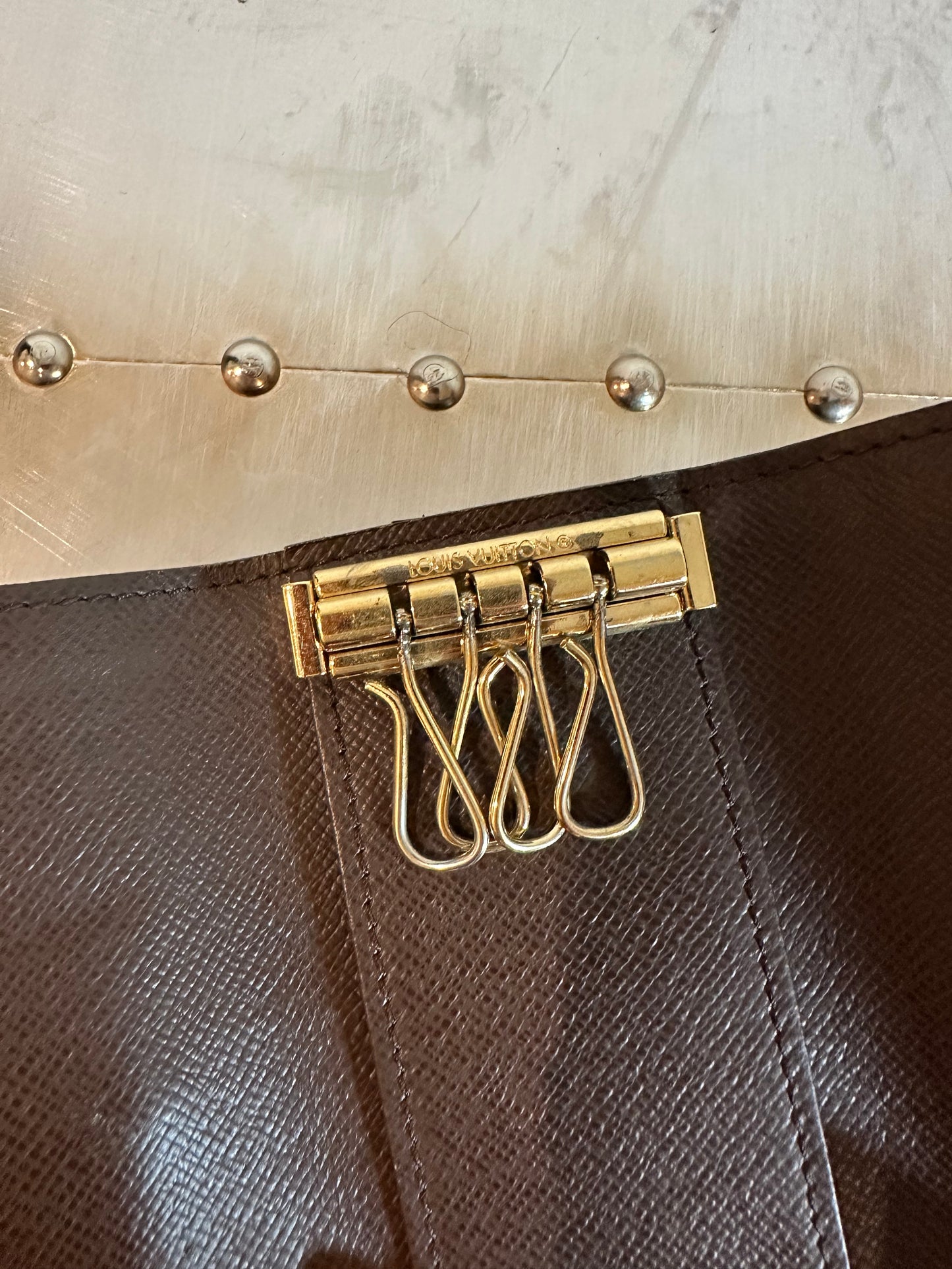 Pre-owned Authentic Louis Vuitton Damier Ebene 4 Key Holder