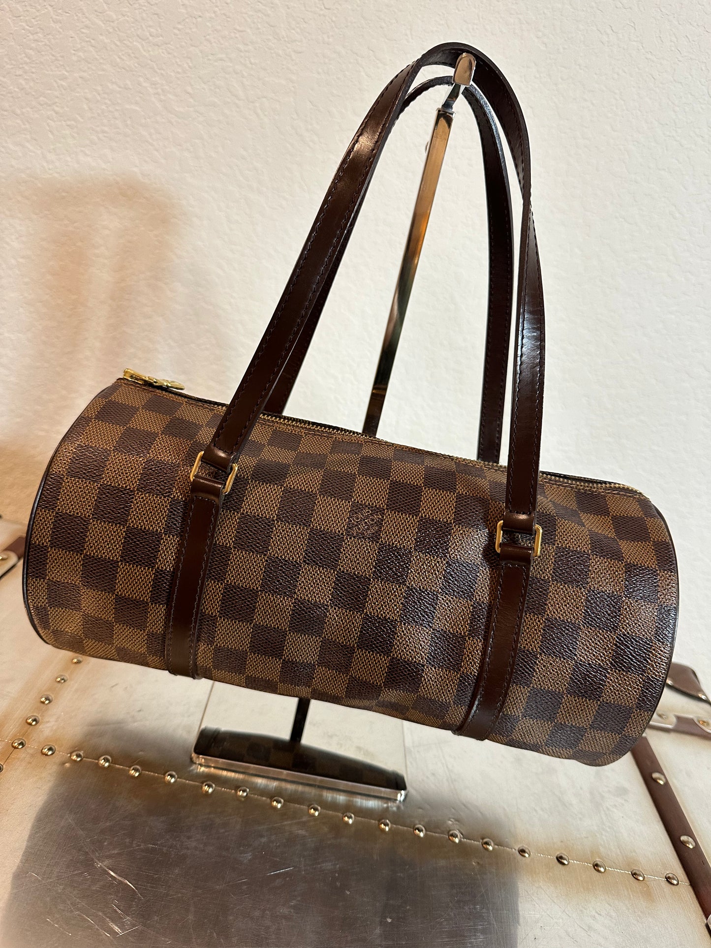Pre-owned Authentic Louis Vuitton Papillon 30 Damier Ebene Handbag