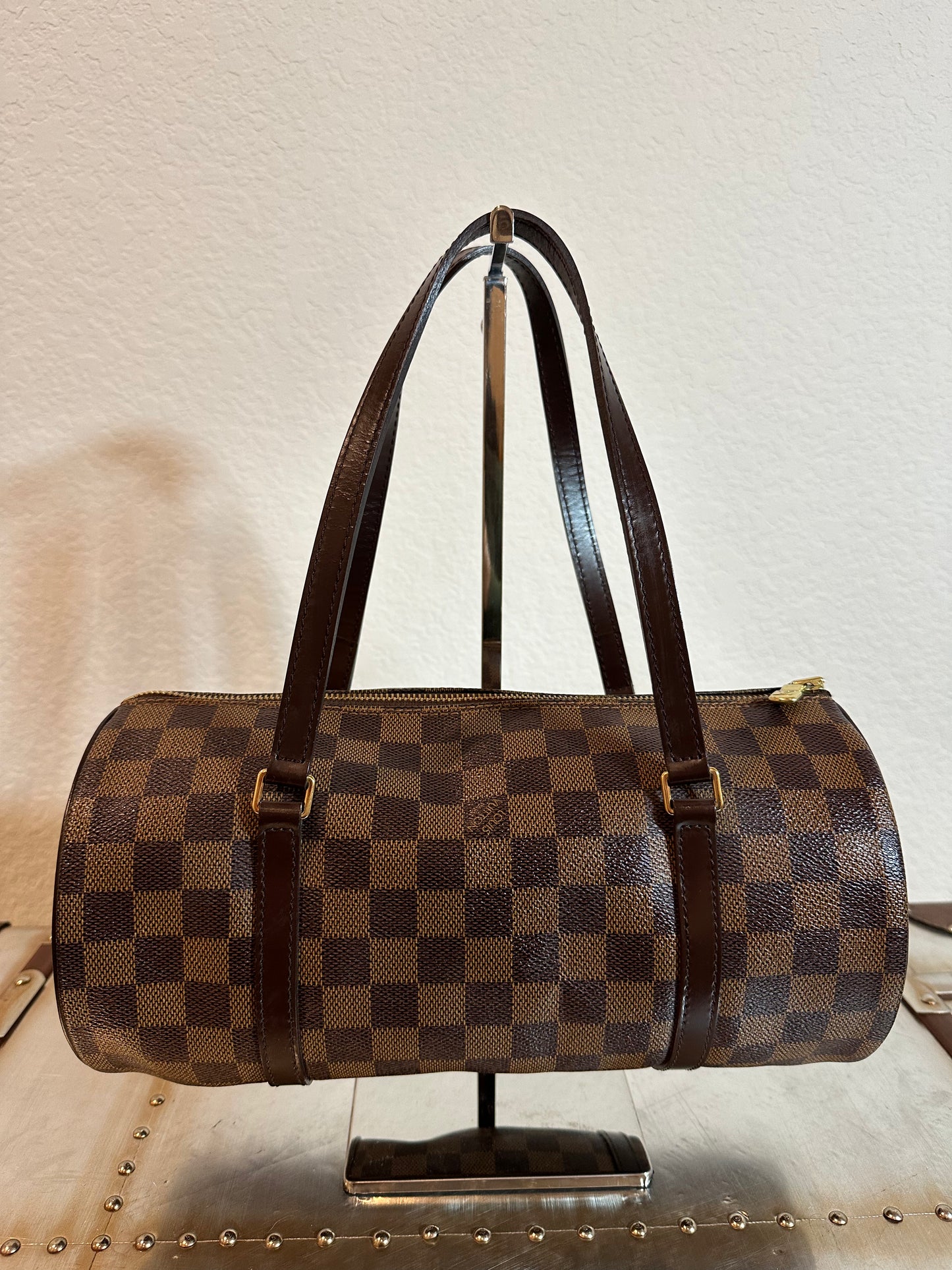 Pre-owned Authentic Louis Vuitton Papillon 30 Damier Ebene Handbag