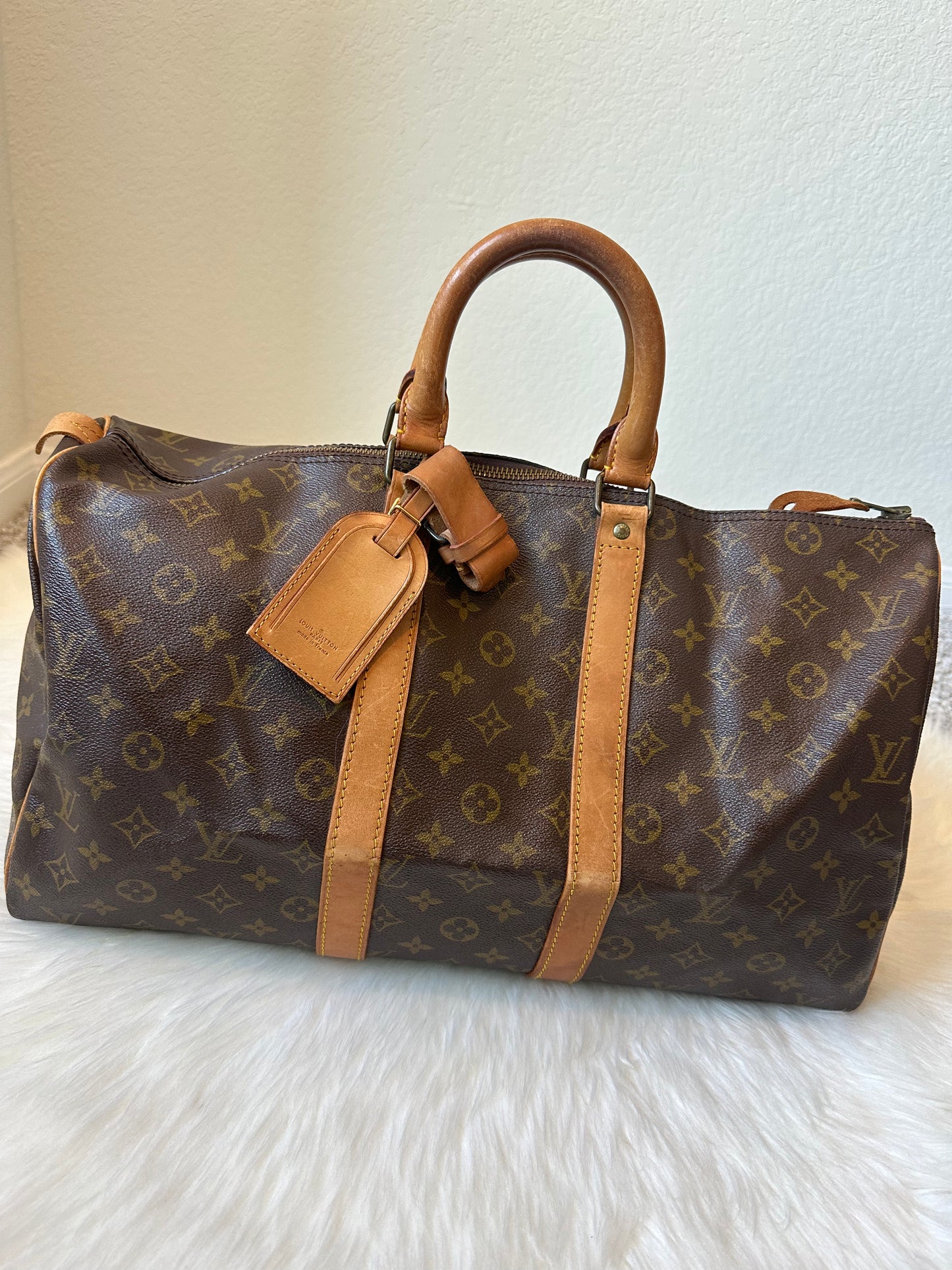 Pre-owned Authentic Vintage Louis Vuitton Keepall 45 Circa 1983 Monogram Travel Handbag
