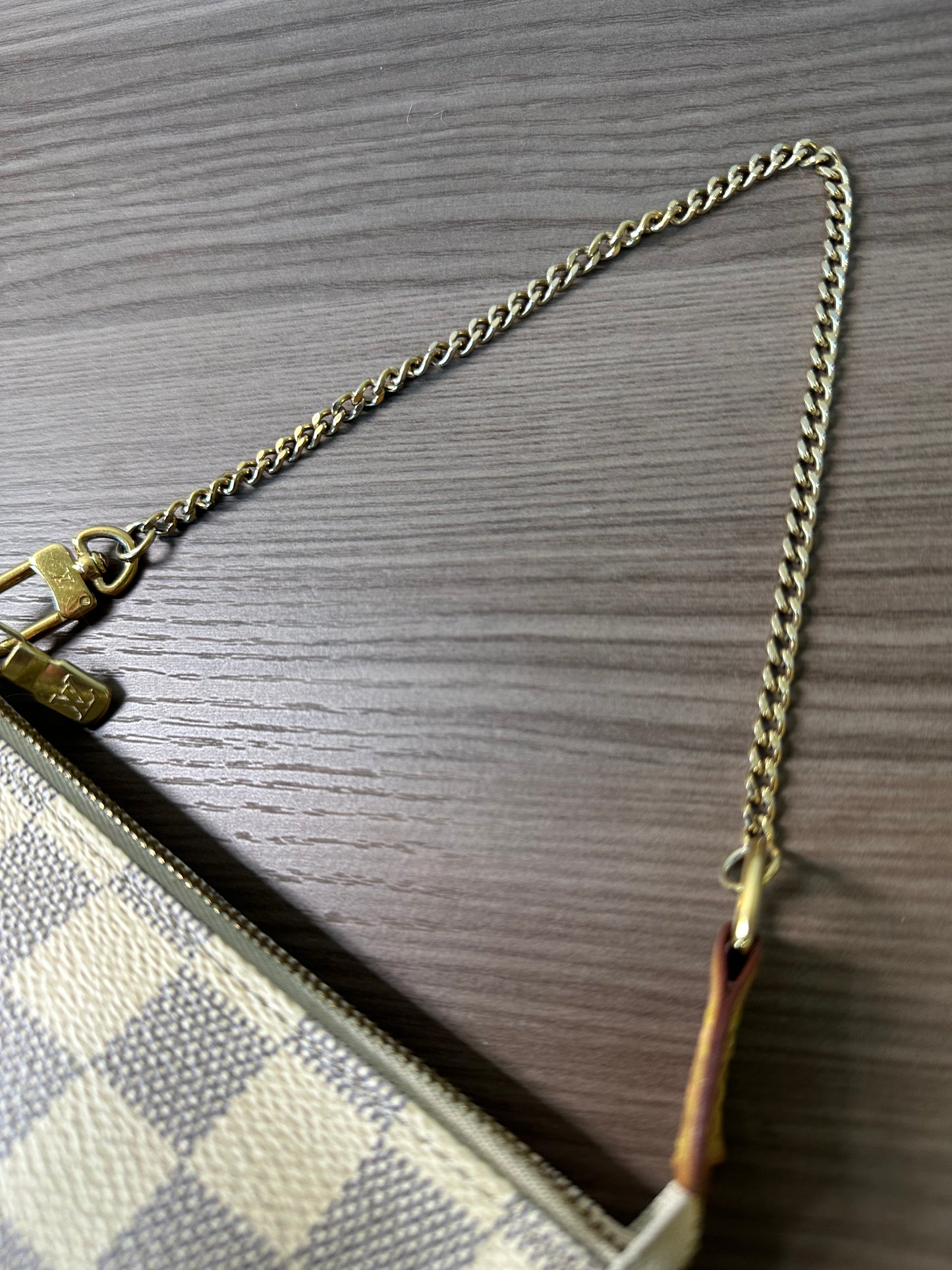 Pre-owned Authentic Louis Vuitton MINI Pochette Accessoires Damier Azur Handbag
