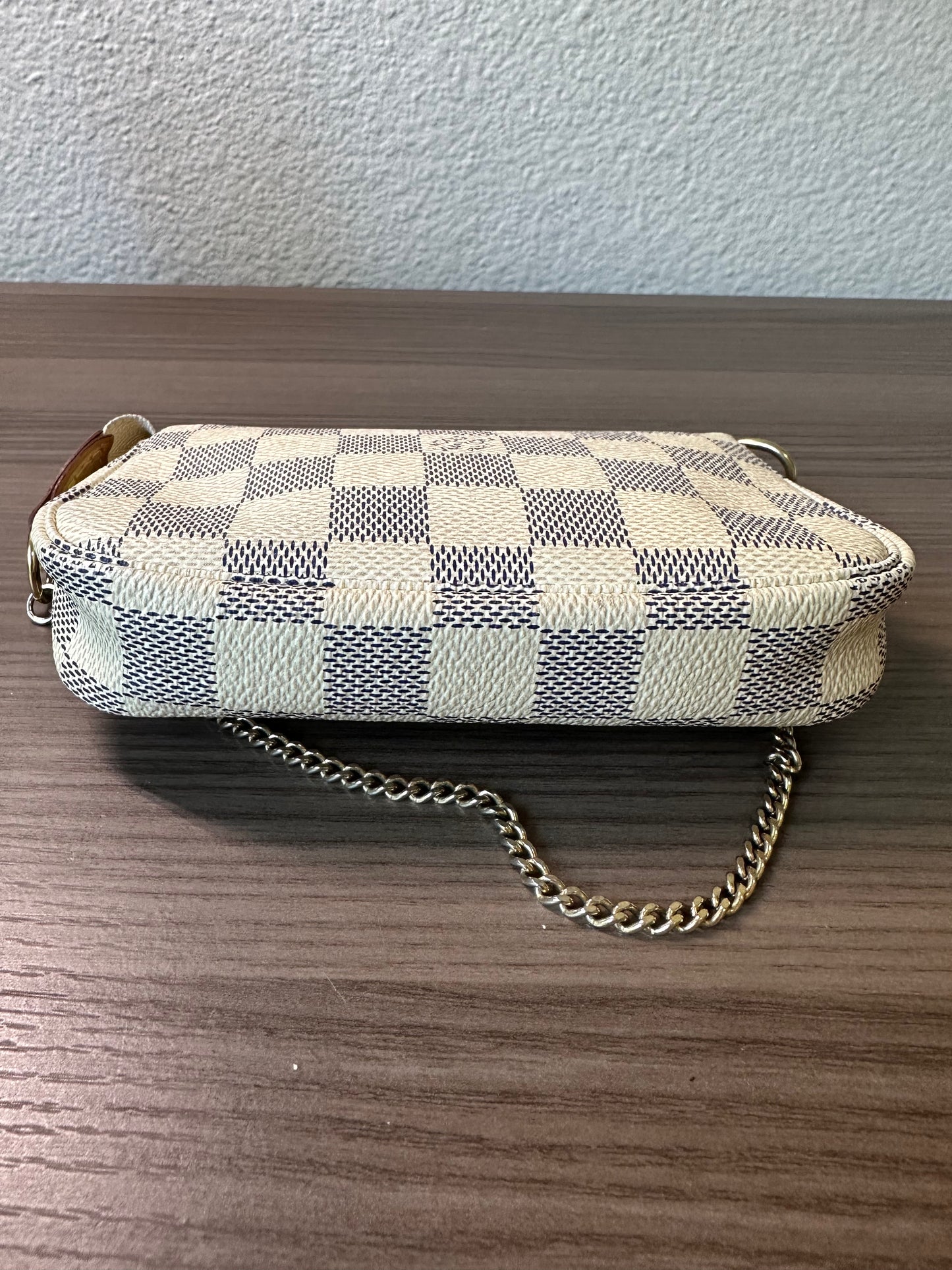 Pre-owned Authentic Louis Vuitton MINI Pochette Accessoires Damier Azur Handbag