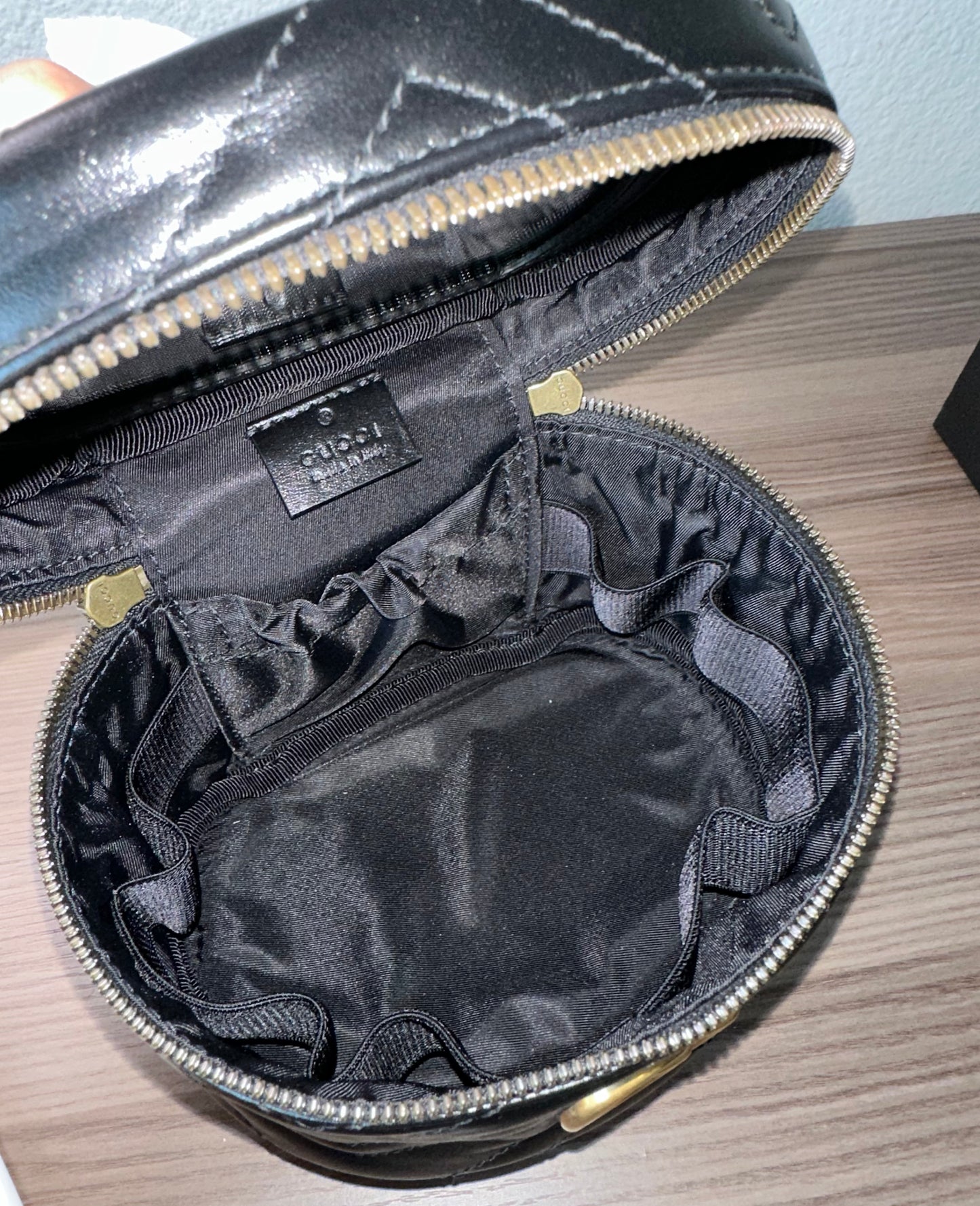GUCCI GG Marmont Top Handle Mini Black Cosmetic Case