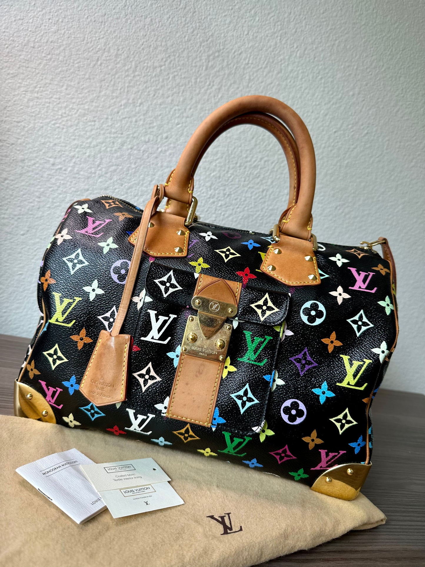 Pre-owned Authentic Louis Vuitton Speedy 30 Monogram Multicolor Black Handbag