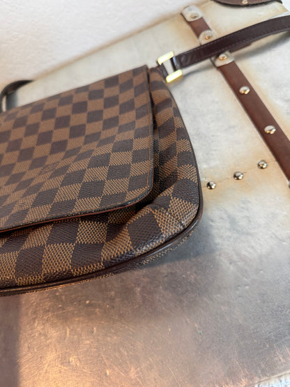 Pre-owned Authentic Louis Vuitton Musette Salsa PM Long Strap Damier Ebene Shoulder Bag