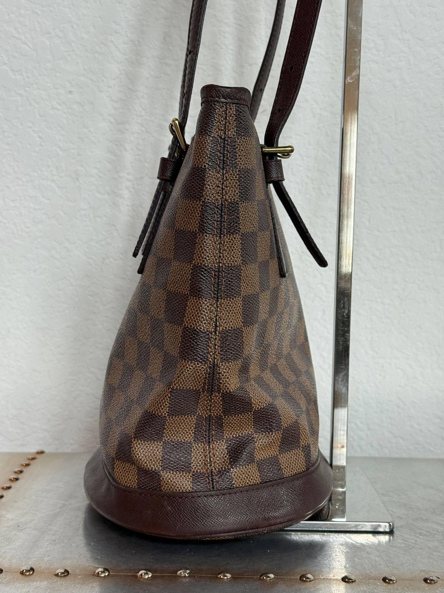Pre-owned Authentic Louis Vuitton Bucket Damier Ebene Shoulder Bag