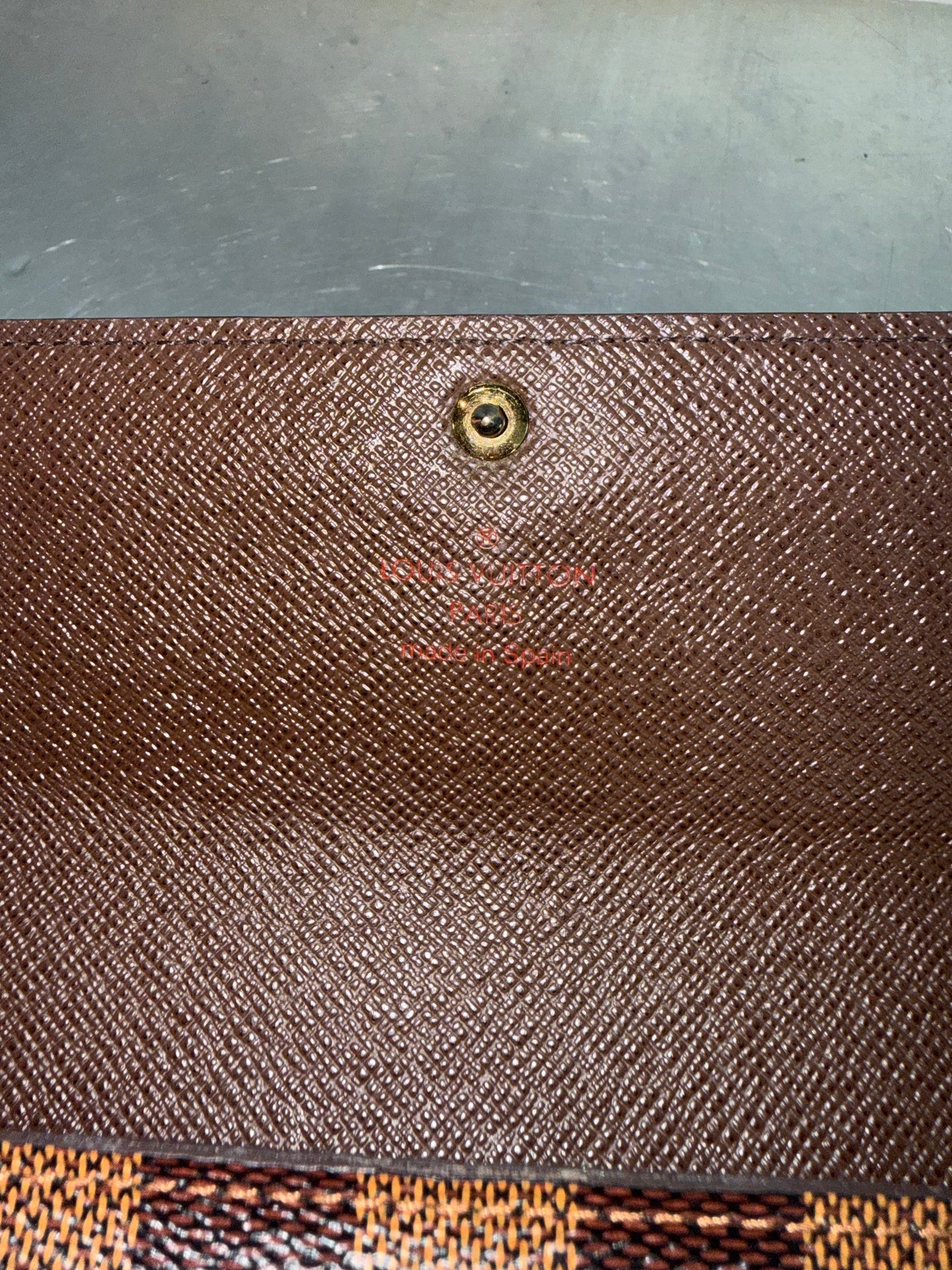 Pre-owned Authentic Louis Vuitton Portefeuille Sarah Damier Ebene Long Wallet