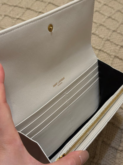 YSL Saint Laurent white leather wallet