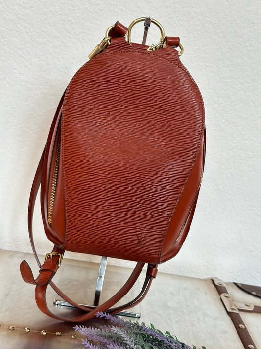 Pre-owned Authentic Louis Vuitton Mabillon Epi Brown Backpack