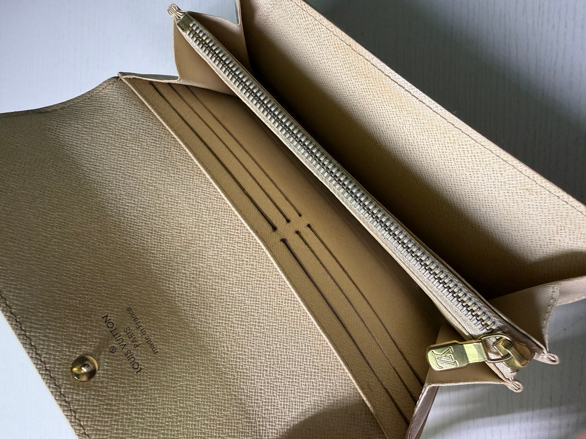 Pre-owned Authentic Louis Vuitton Portefeuille Sarah Damier Azur Long Wallet
