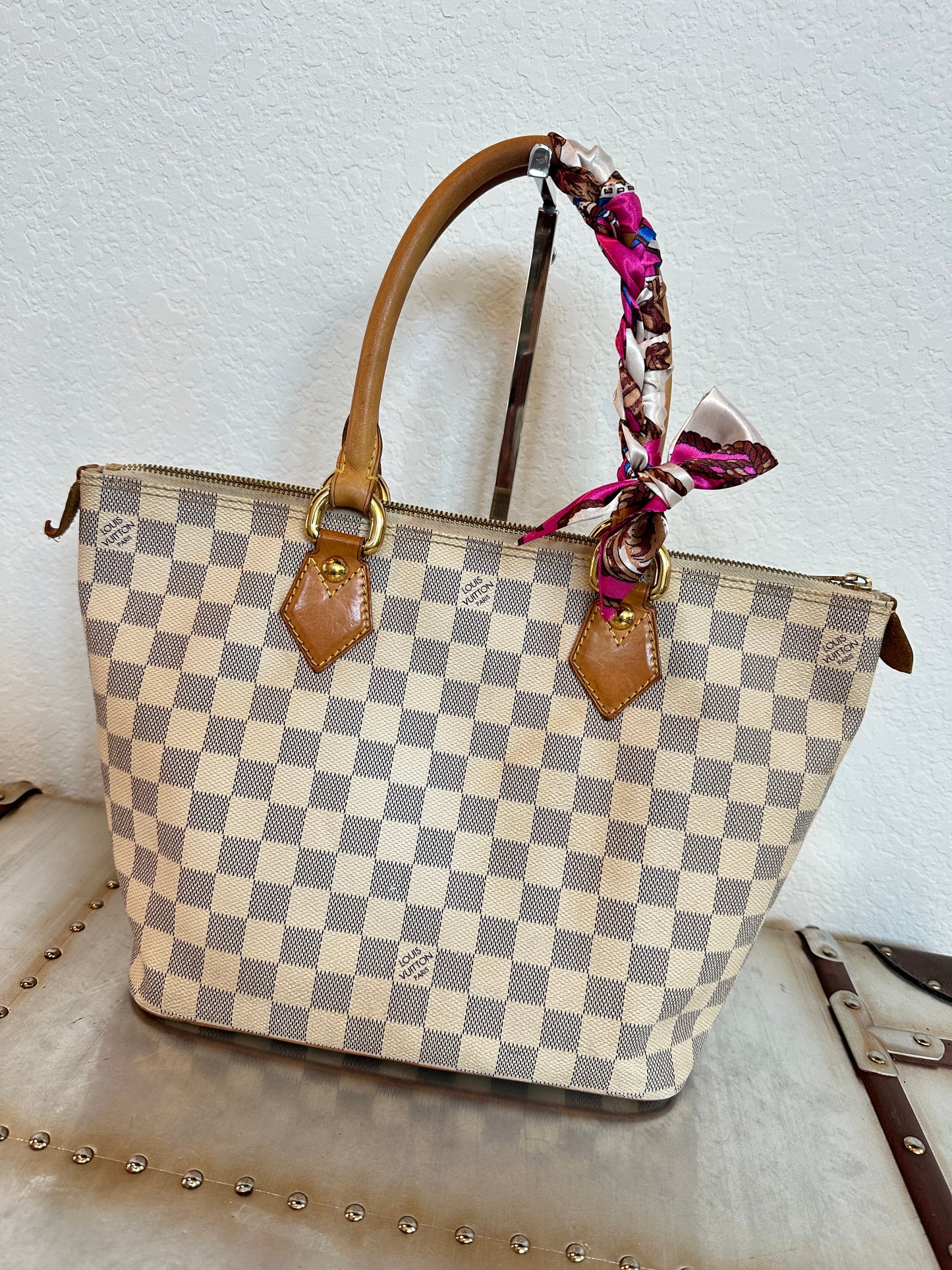 Pre-owned Authentic Louis Vuitton Saleya PM Damier Azur Shoulder / Tote Bag