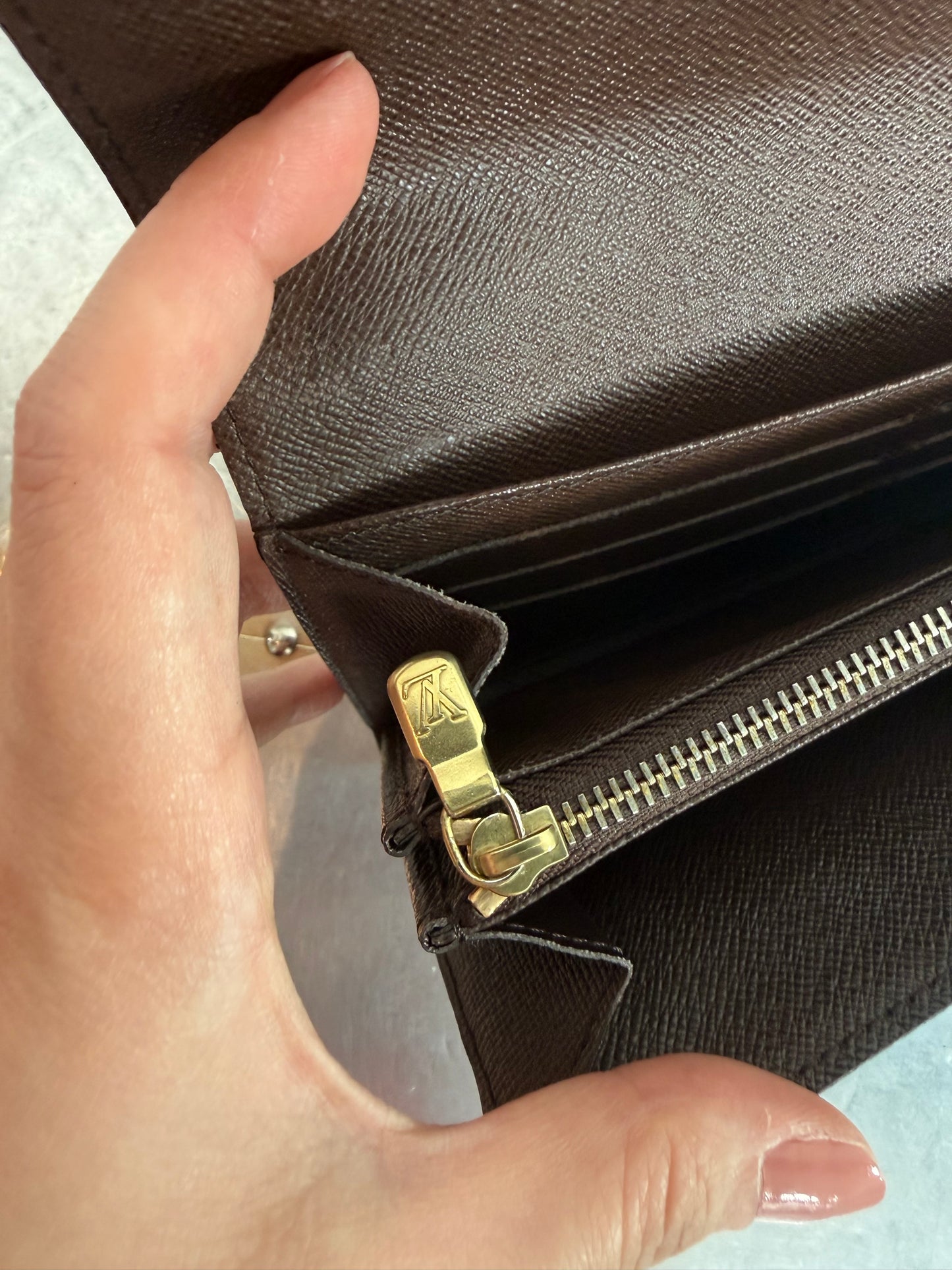 Pre-owned Authentic Louis Vuitton Portefeuille Sarah Damier Ebene Long Wallet