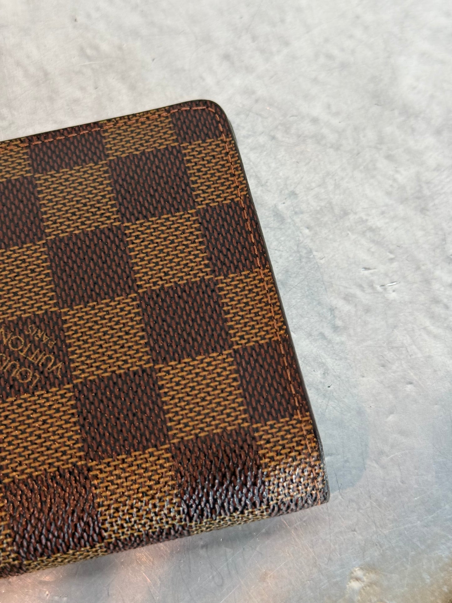 Pre-owned Authentic Louis Vuitton Portefeuille Brazza Damier Ebene Wallet