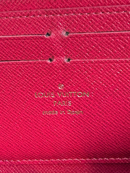 Pre-owned Authentic Louis Vuitton Damier Ebene Pink Clemence Zippy Long Wallet