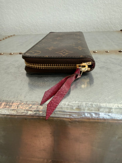Pre-owned Authentic Louis Vuitton Damier Ebene Pink Clemence Zippy Long Wallet