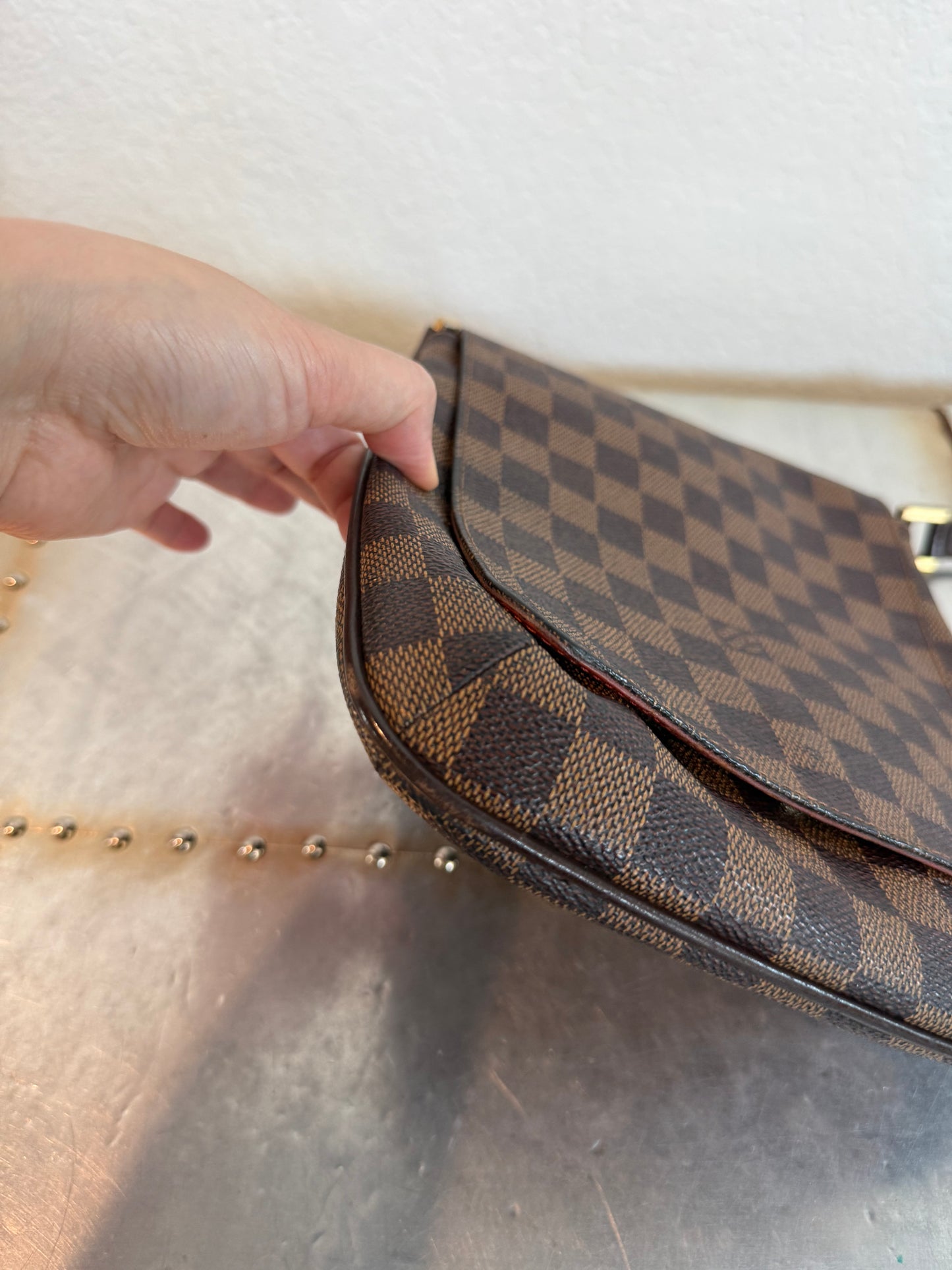 Pre-owned Authentic Louis Vuitton Musette Salsa PM Long Strap Damier Ebene Shoulder Bag
