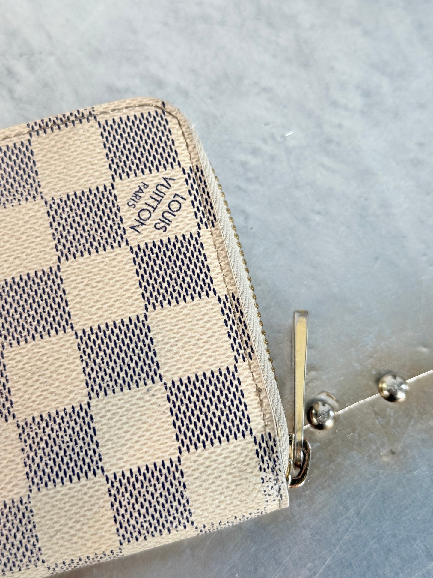Pre-owned Authentic Louis Vuitton Damier Azur Zippy Long Wallet