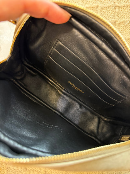 Saint Laurent YSL Suede Matelasse Monogram Mini Lou Camera Crossbody Bag
