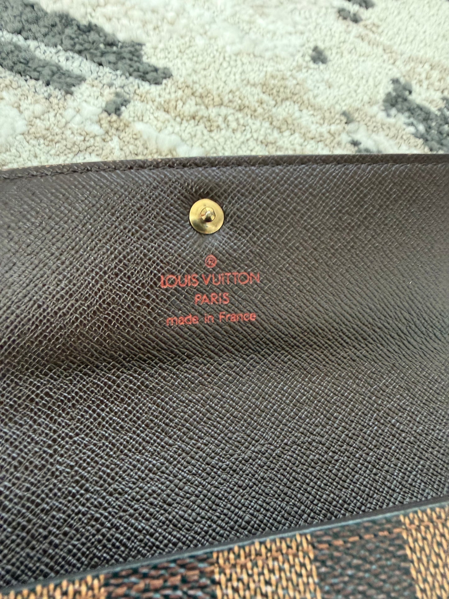 Pre-owned Authentic Louis Vuitton Porte Tresor Etui Papier Damier Ebene Trifold Wallet
