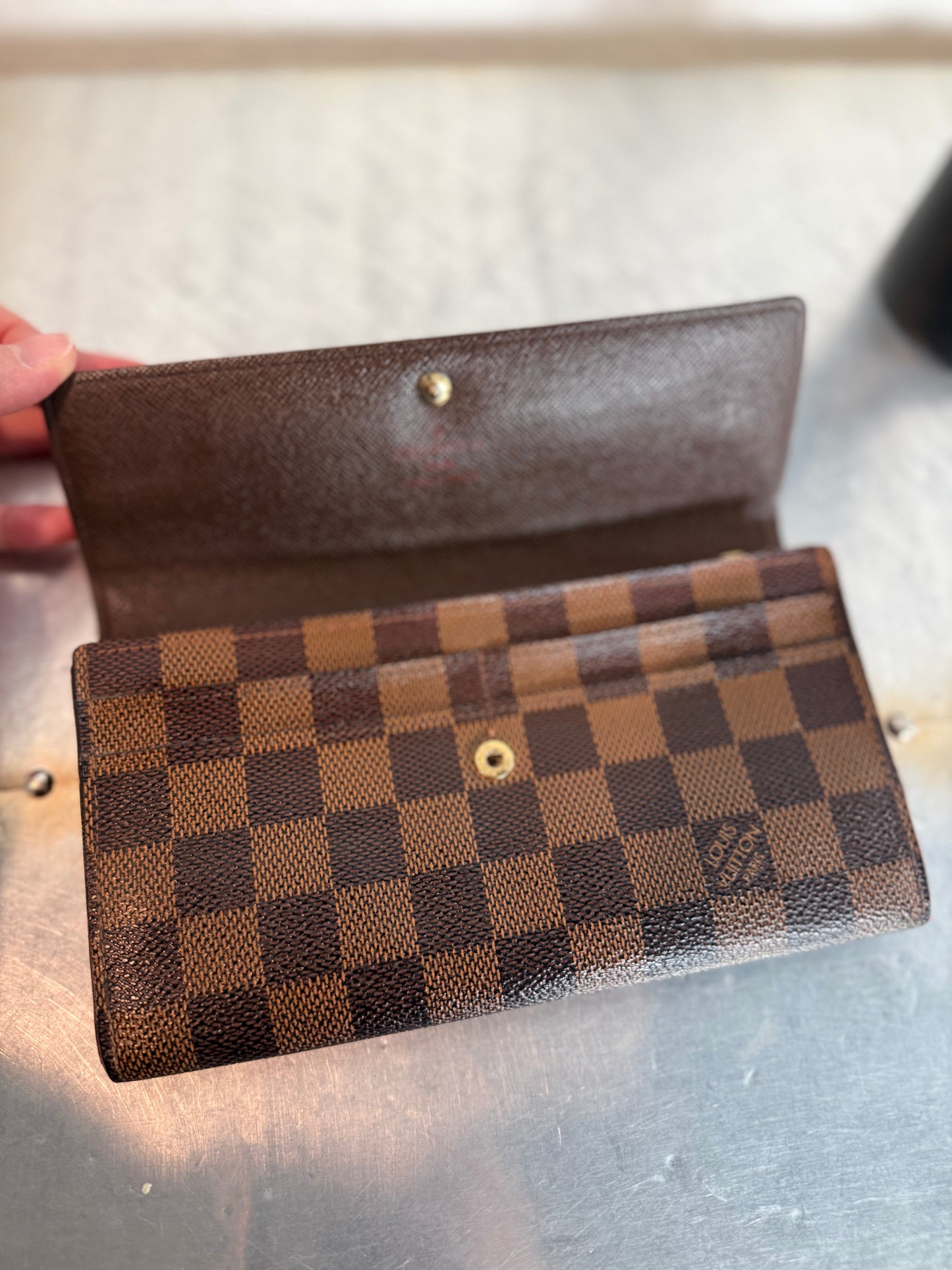 Pre-owned Authentic Louis Vuitton Portefeuille Sarah Damier Ebene Long Wallet
