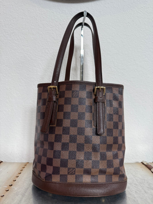 Pre-owned Authentic Louis Vuitton Bucket Damier Ebene Shoulder Bag
