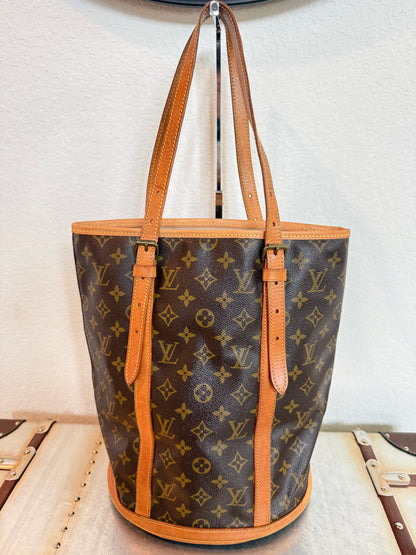 Pre-owned Authentic Louis Vuitton Bucket GM Monogram Shoulder Tote Bag