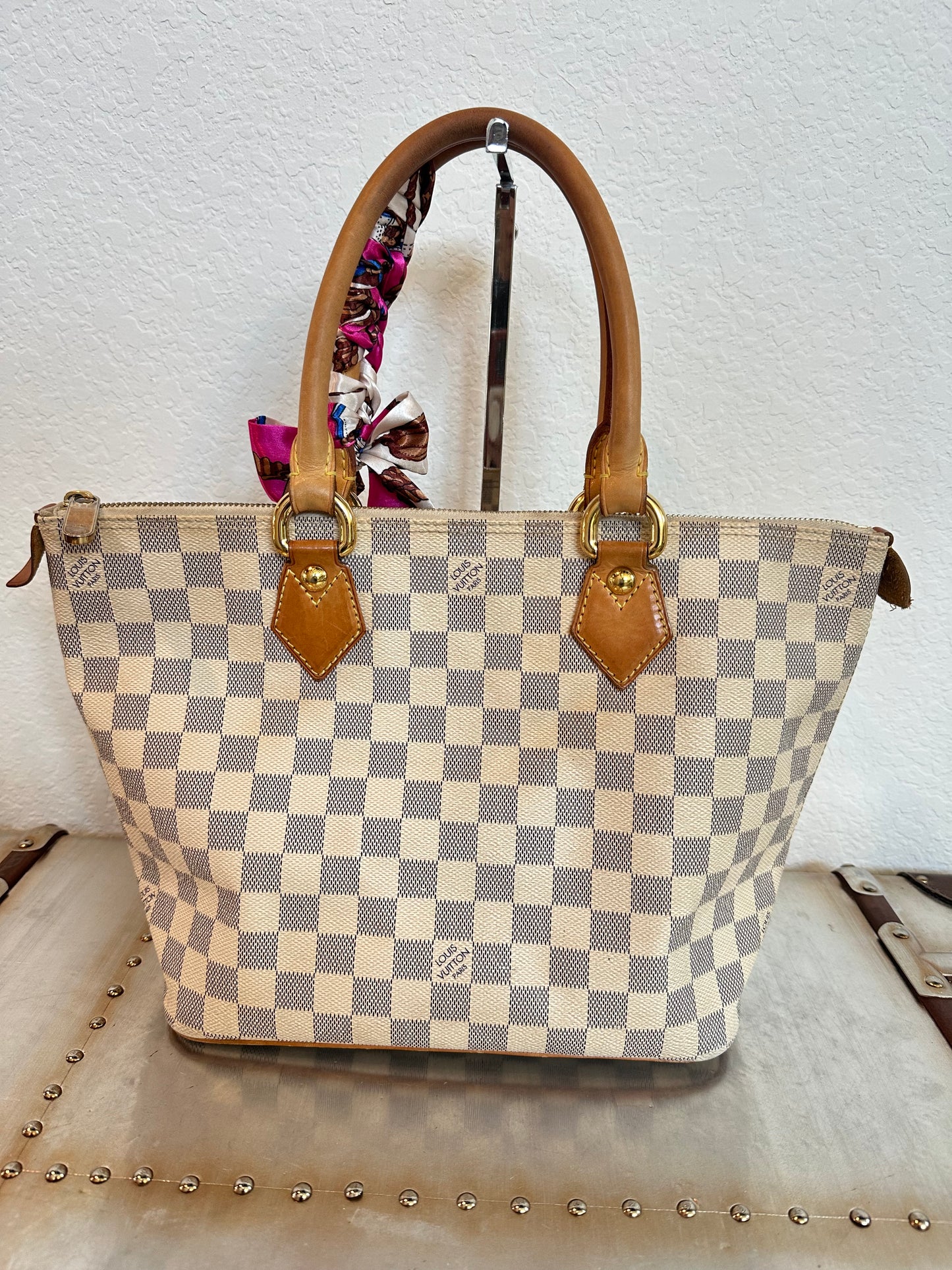 Pre-owned Authentic Louis Vuitton Saleya PM Damier Azur Shoulder / Tote Bag