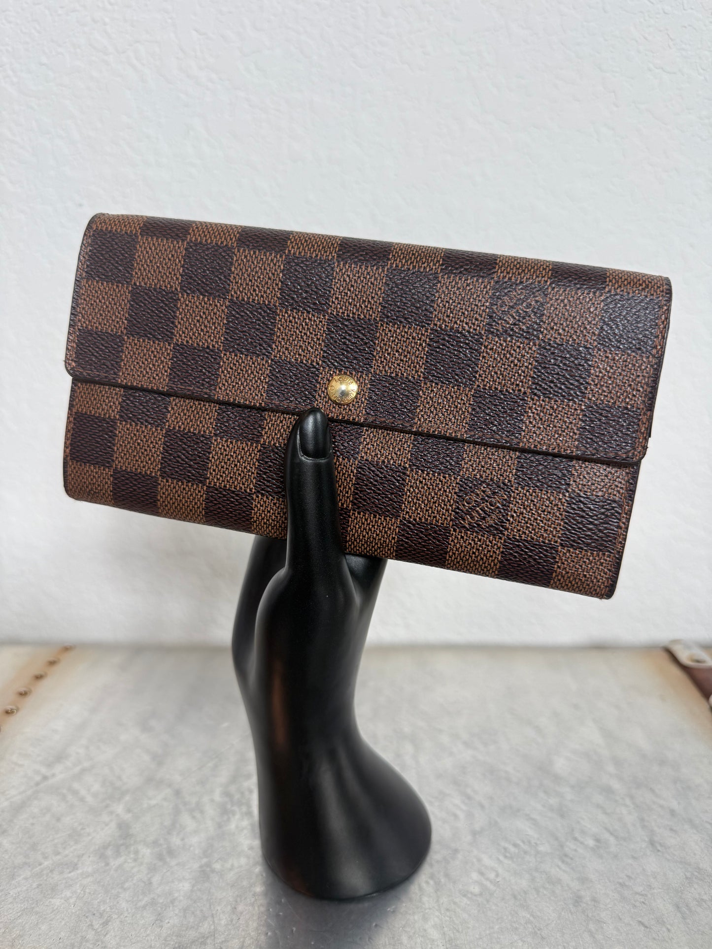 Pre-owned Authentic Louis Vuitton Portefeuille Sarah Damier Ebene Long Wallet