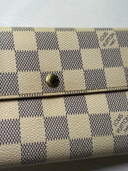Pre-owned Authentic Louis Vuitton Portefeuille Sarah Damier Azur Long Wallet