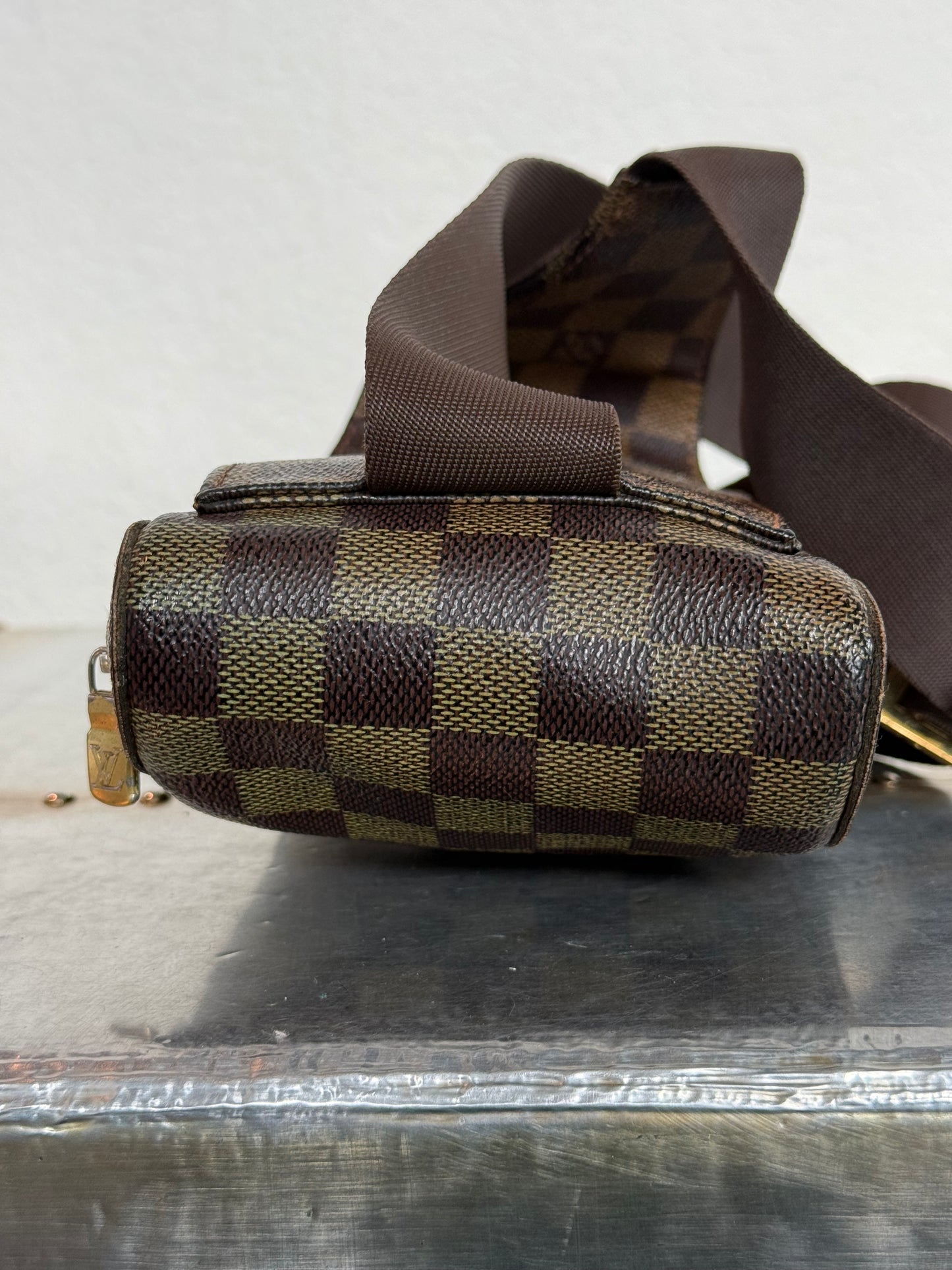 Pre-owned Authentic Louis Vuitton Damier Ebene Geronimos Body Bag