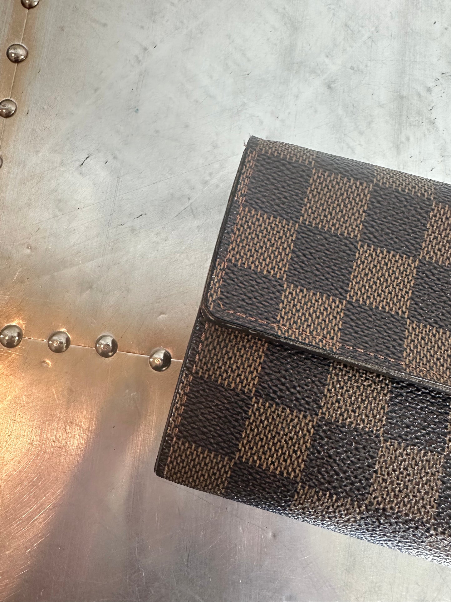 Pre-owned Authentic Louis Vuitton Portefeuille Sarah Damier Ebene Long Wallet