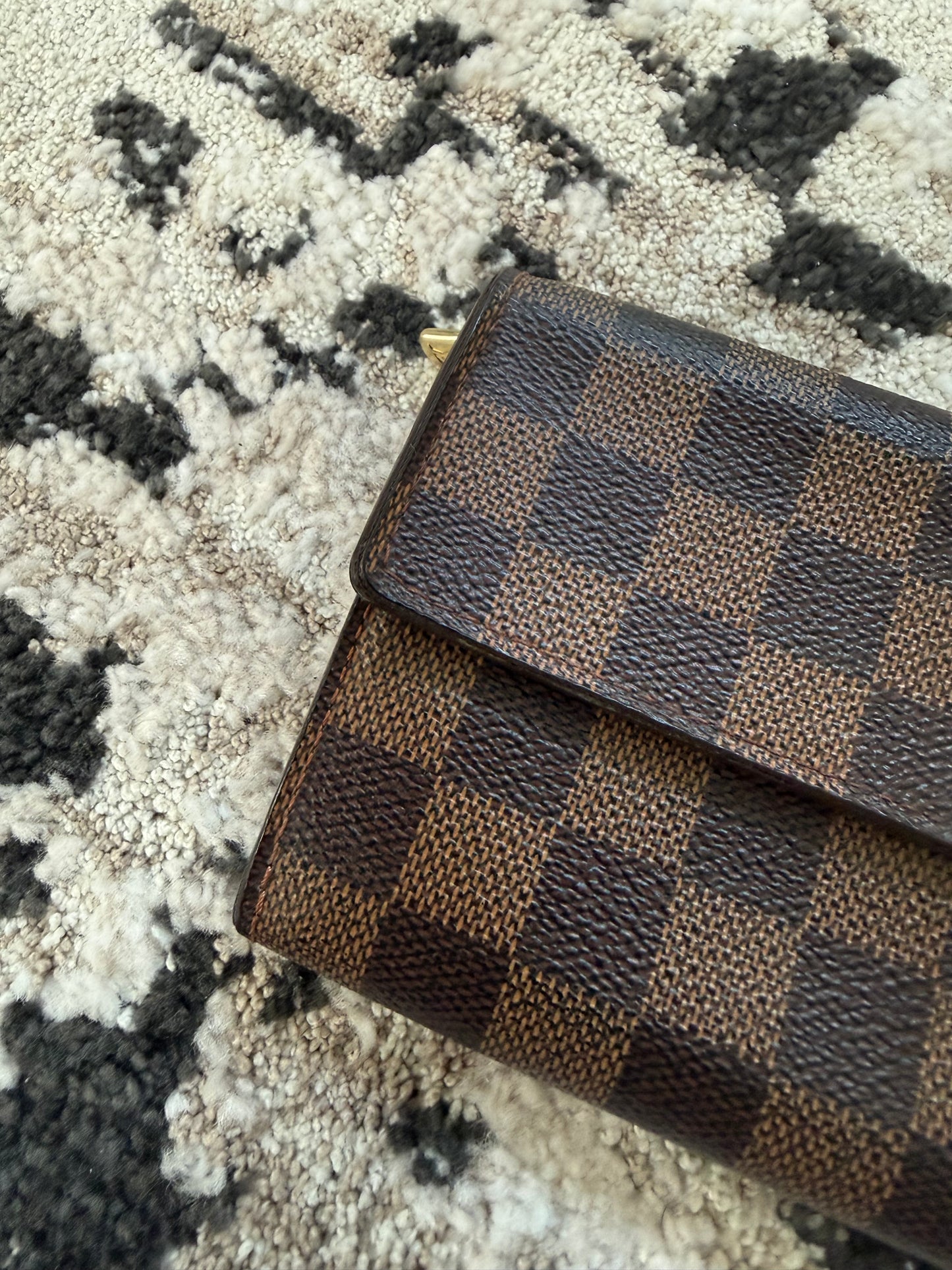 Pre-owned Authentic Louis Vuitton Porte Tresor Etui Papier Damier Ebene Trifold Wallet