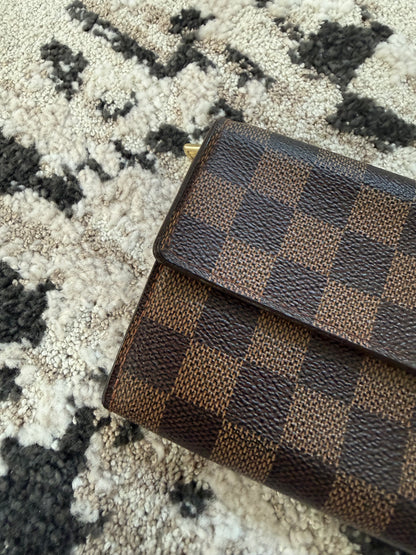 Pre-owned Authentic Louis Vuitton Porte Tresor Etui Papier Damier Ebene Trifold Wallet