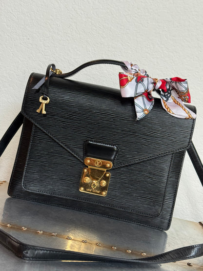Pre-owned Authentic Louis Vuitton Monceau 28 Epi Black Shoulder / Crossbody Bag