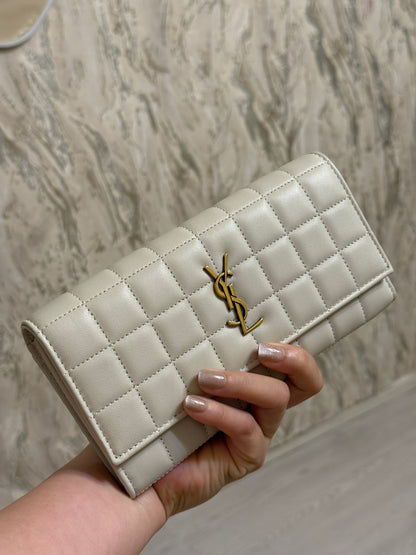YSL Saint Laurent white leather wallet