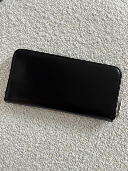 YVES SAINT LAURENT BLACK CASSANDRE ZIP LONG WALLET