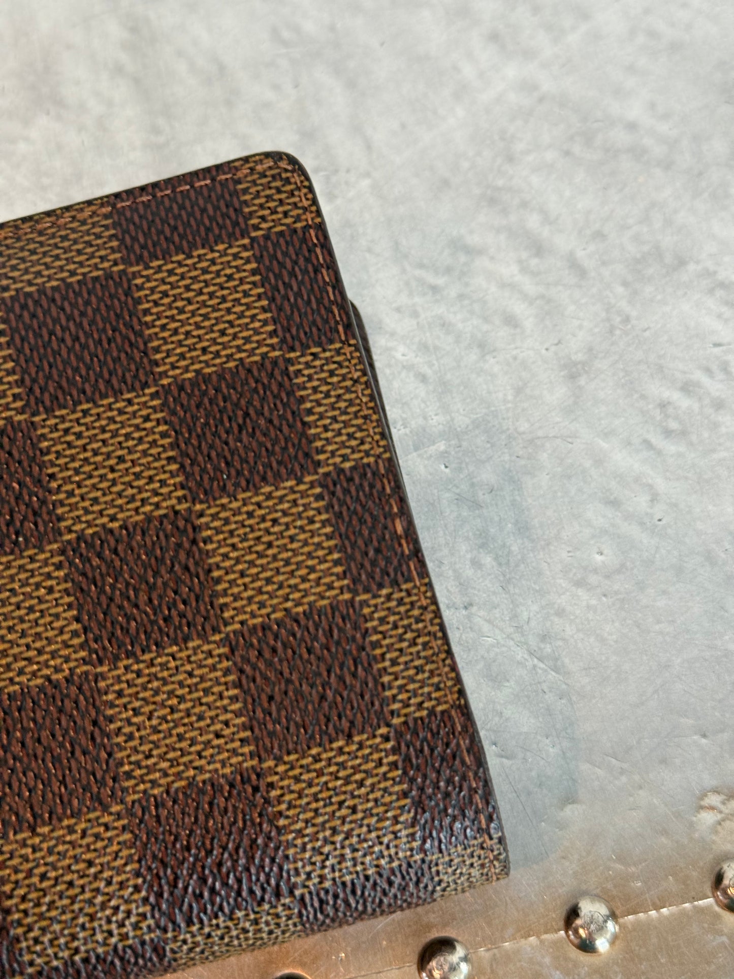 Pre-owned Authentic Louis Vuitton Portefeuille Brazza Damier Ebene Wallet