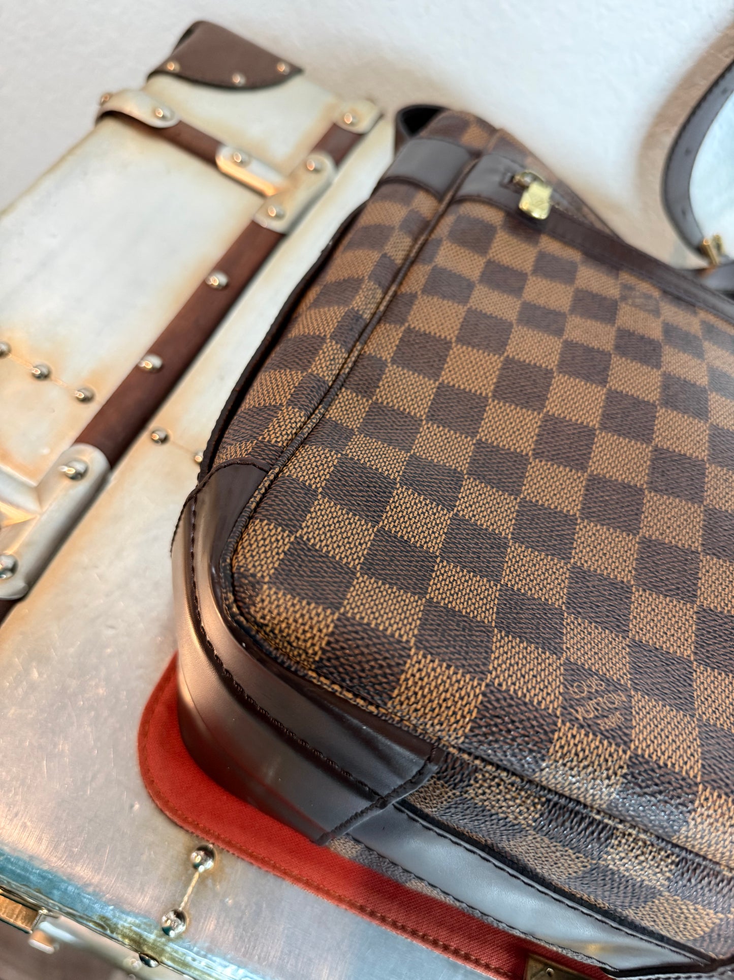 Pre-owned Authentic Bastille Damier Ebene Crossbody Bag