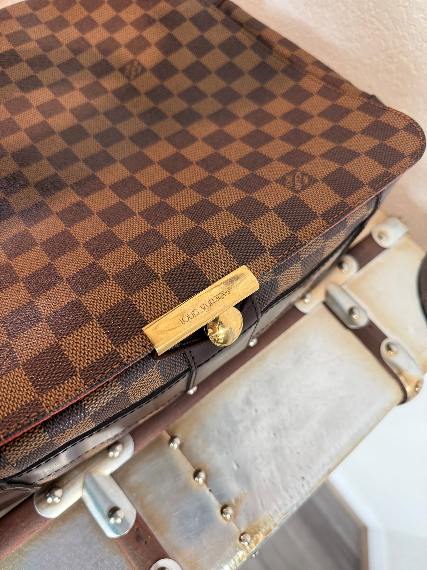 Pre-owned Authentic Bastille Damier Ebene Crossbody Bag