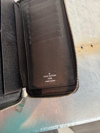 Pre-owned Authentic Louis Vuitton Damier Graphite Zippy Long Wallet