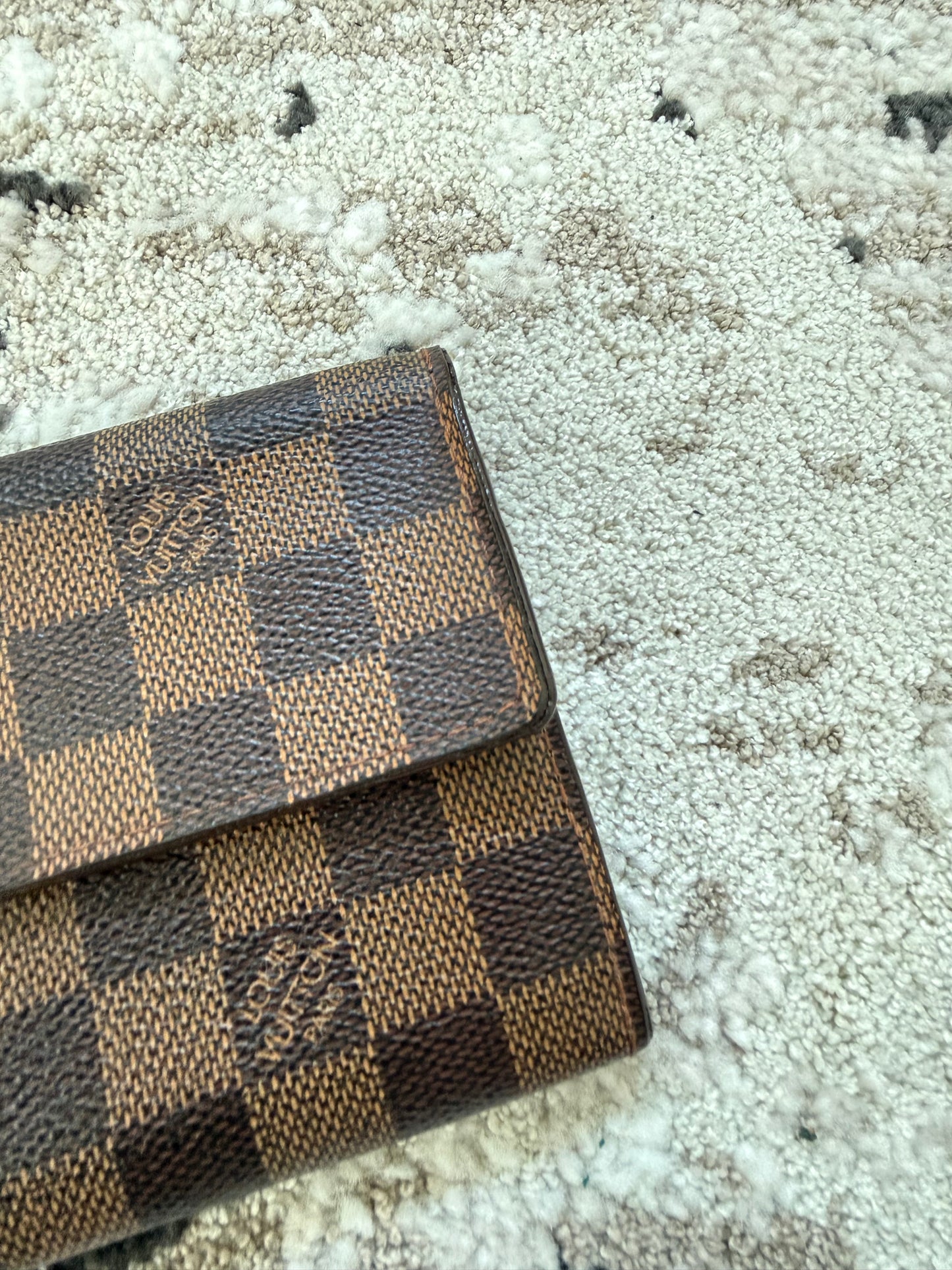 Pre-owned Authentic Louis Vuitton Porte Tresor Etui Papier Damier Ebene Trifold Wallet