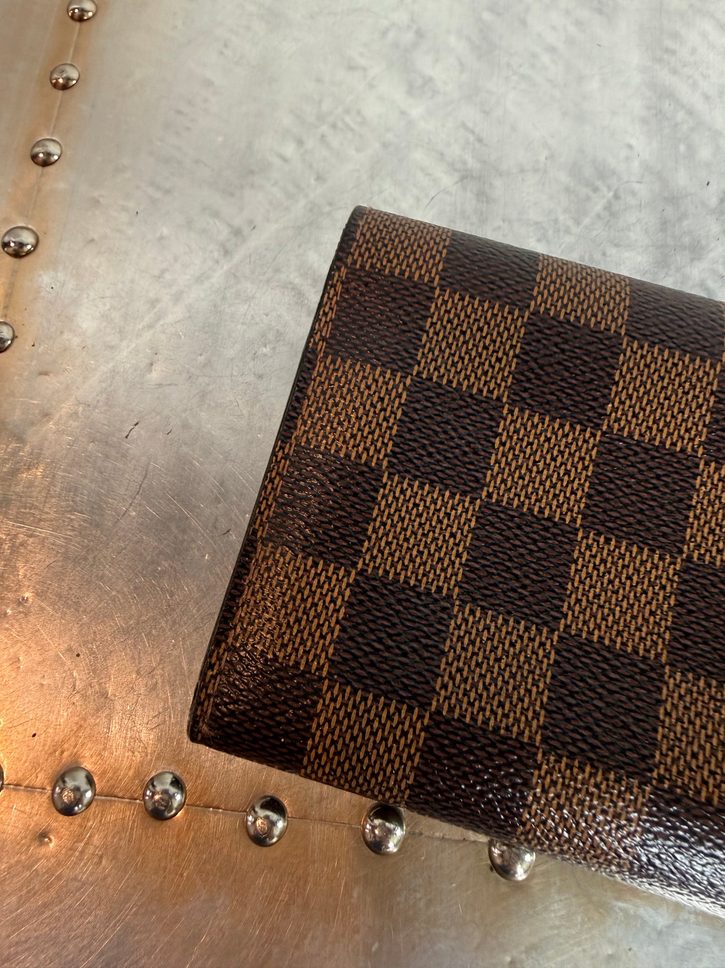 Pre-owned Authentic Louis Vuitton Portefeuille Emilie Damier Ebene Long Wallet
