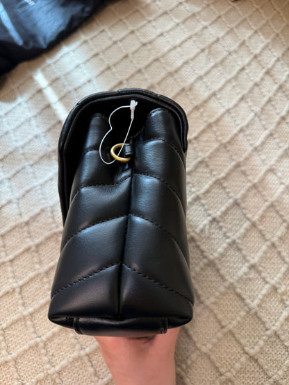 SAINT LAURENT
Calfskin Y Quilted Monogram Toy Loulou Black Crossbody Bag