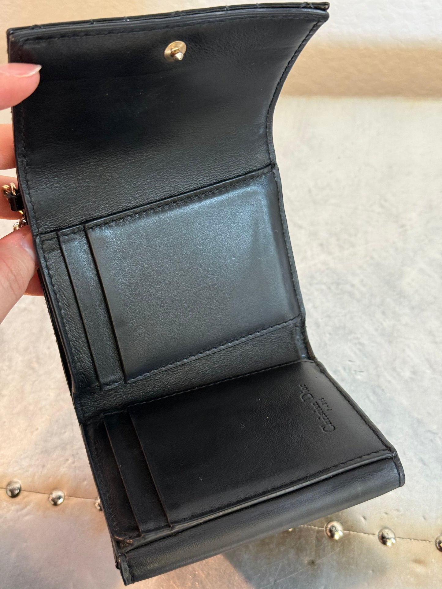 Pre-owned Vintage Christian Dior Patent Cannage Compact Wallet