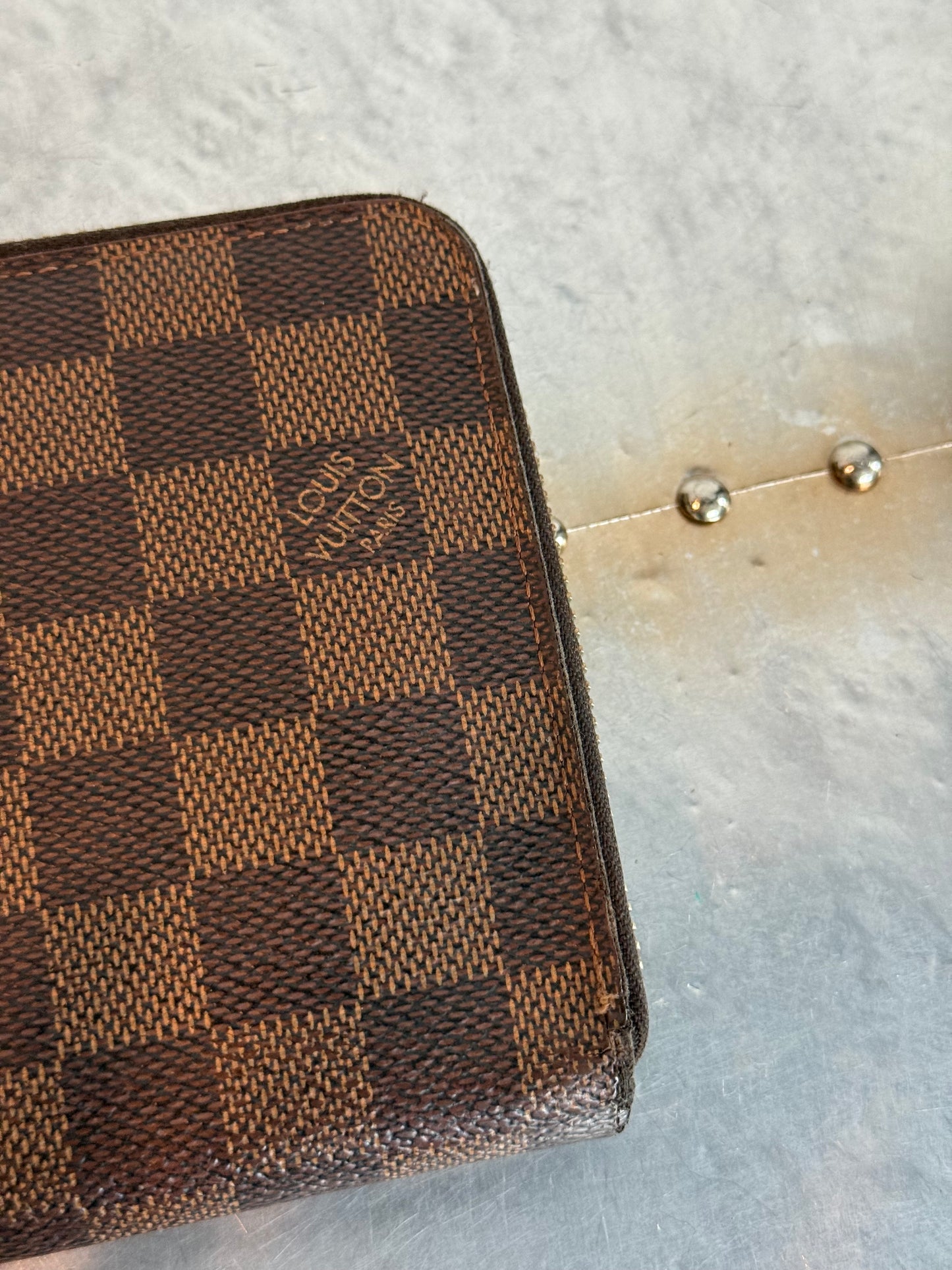 Pre-owned Authentic Louis Vuitton Damier Ebene Zippy Organizer Long Wallet