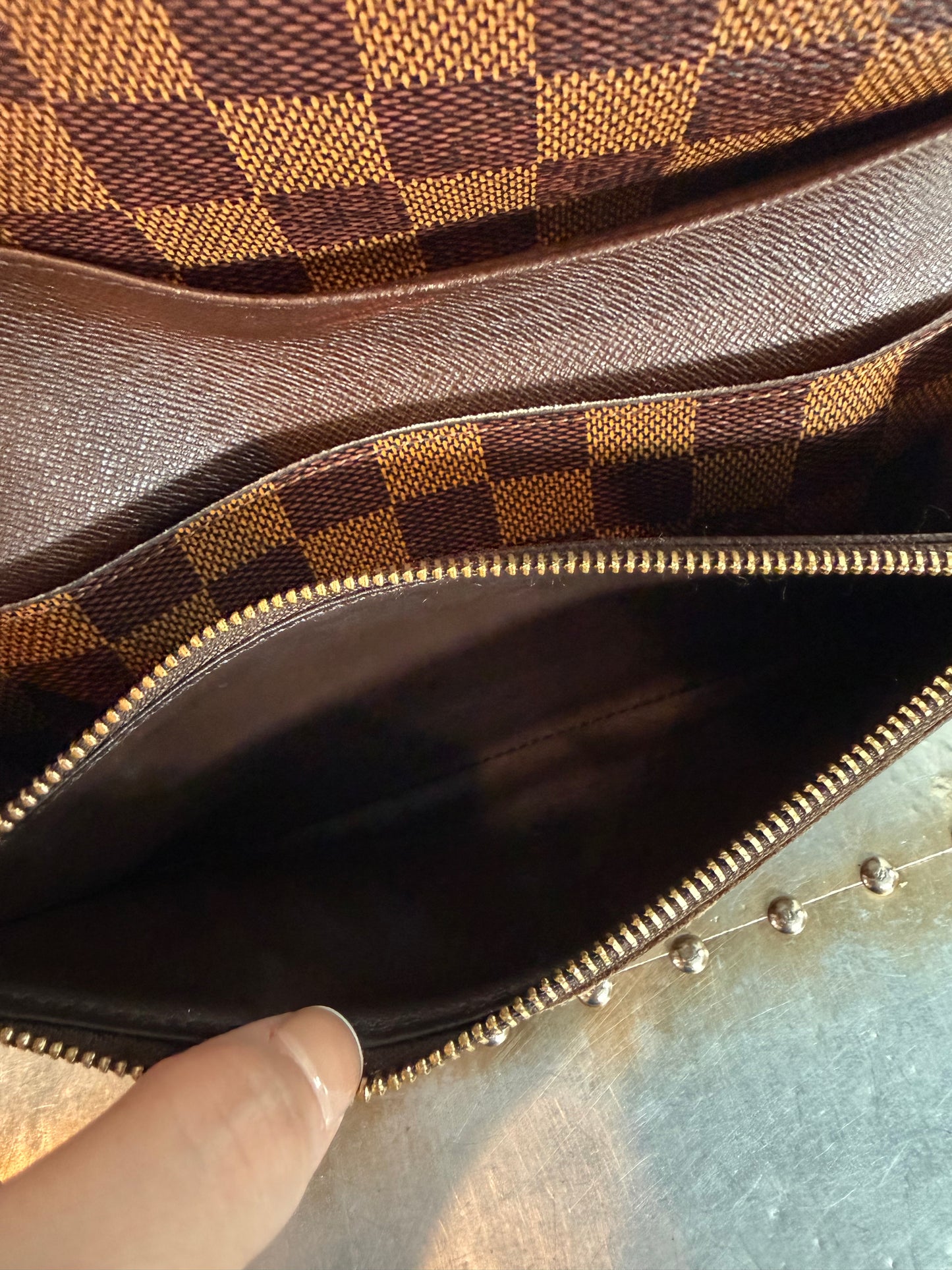 Pre-owned Authentic Louis Vuitton Portefeuille Emilie Damier Ebene Long Wallet