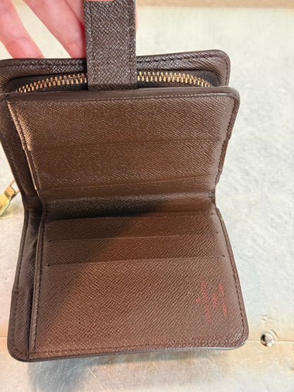 Pre-owned Authentic Louis Vuitton Damier Ebene Compact Zip Wallet