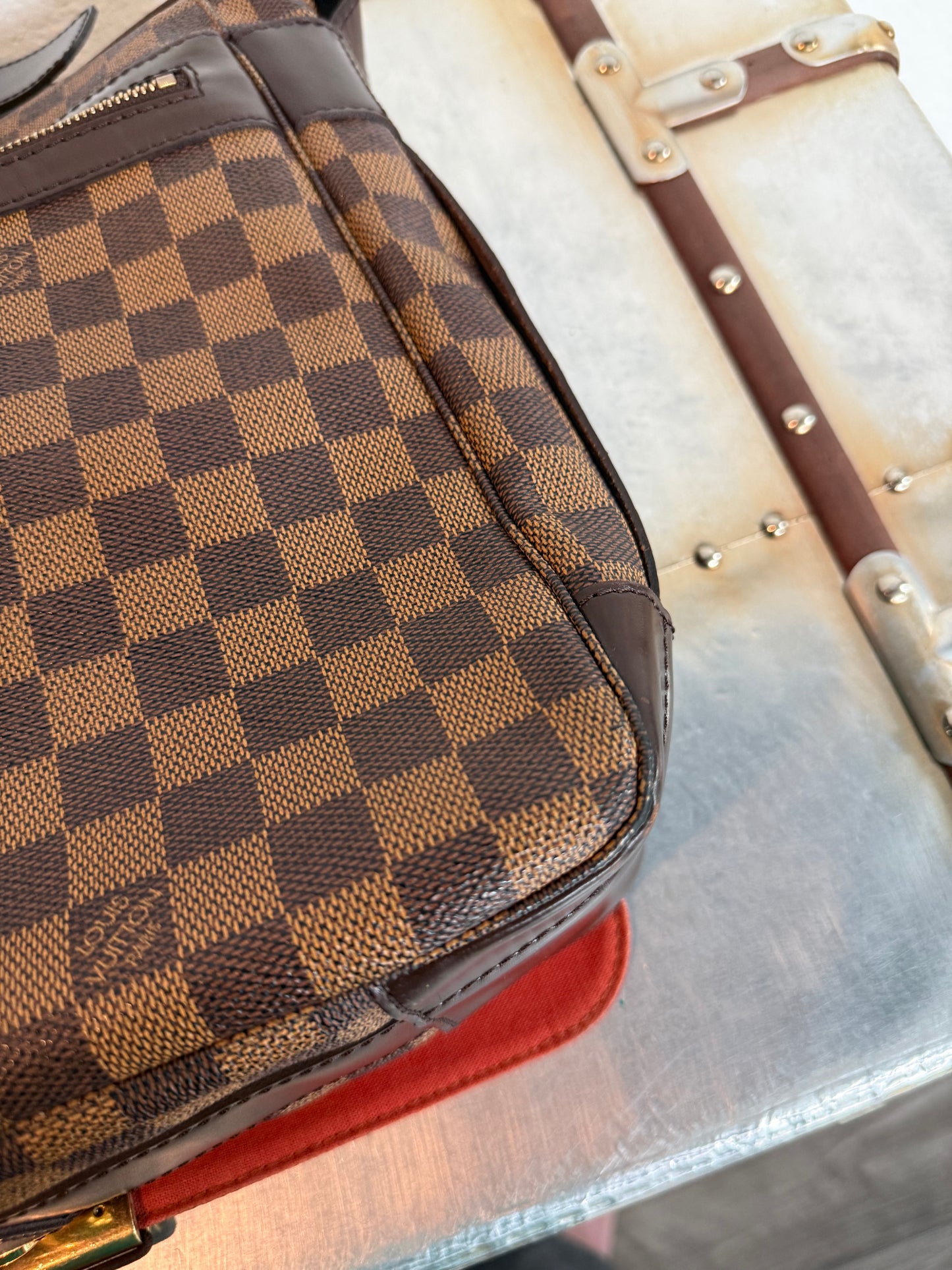 Pre-owned Authentic Bastille Damier Ebene Crossbody Bag