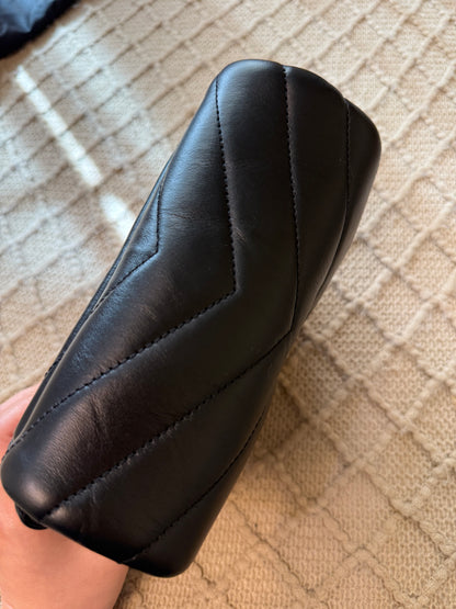 SAINT LAURENT
Calfskin Y Quilted Monogram Toy Loulou Black Crossbody Bag